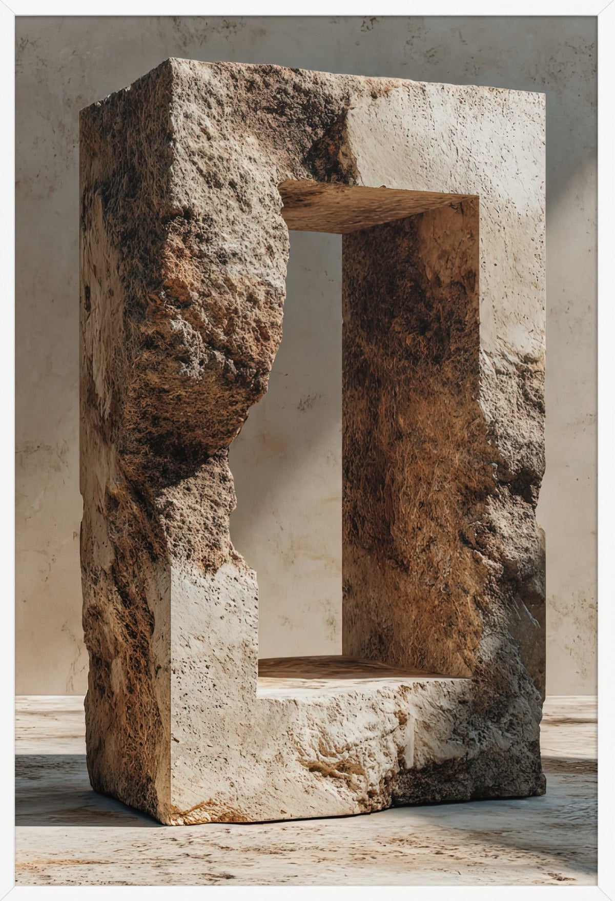 The Stone Aperture — framed in white, 61 × 91 cm