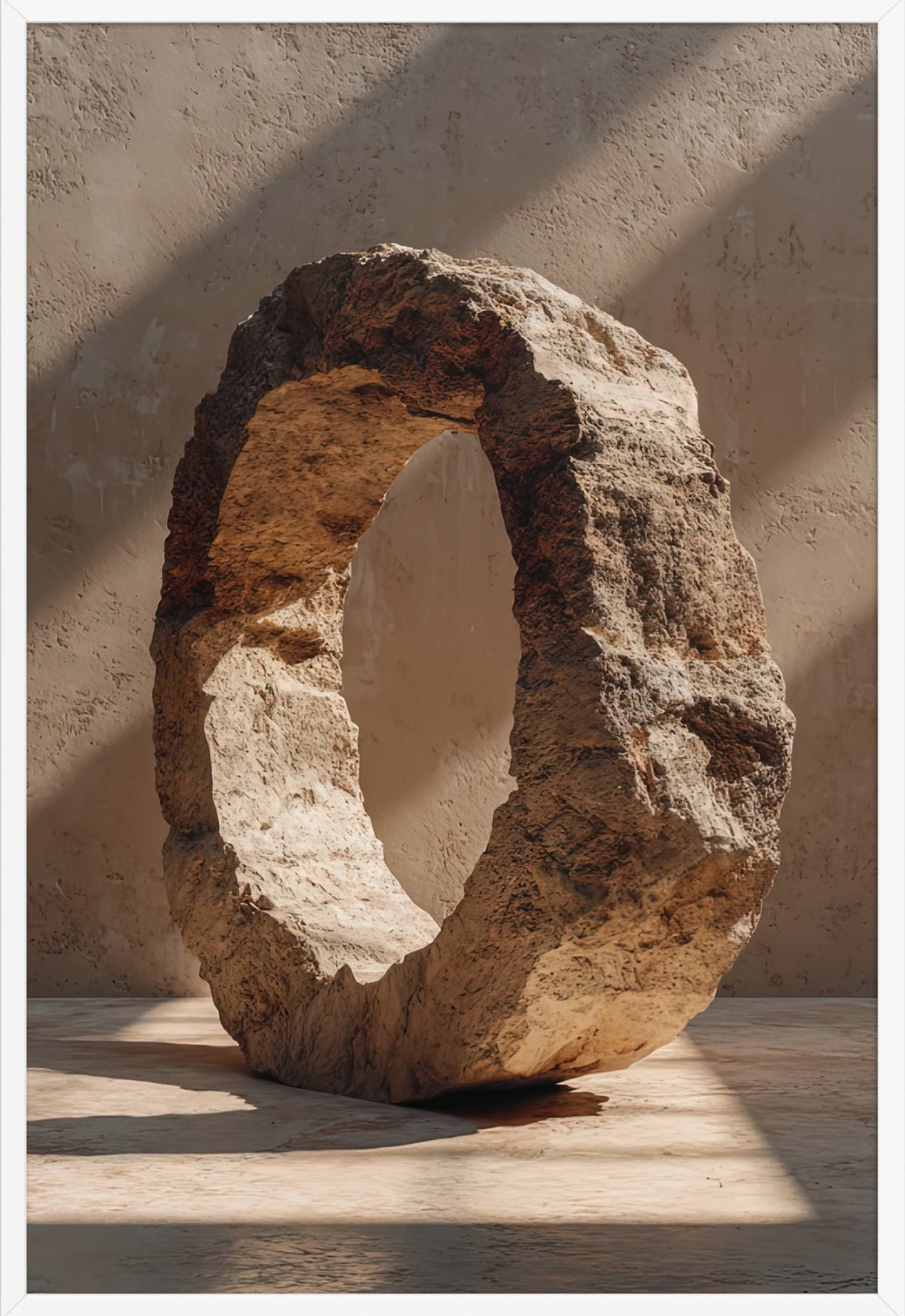 The Pierced Monolith — framed in white, 61 × 91 cm