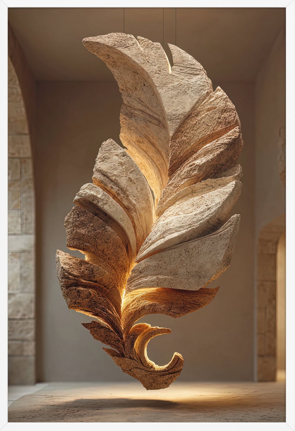 De Fossiele Veer — ingelijst in wit, 61 × 91 cm