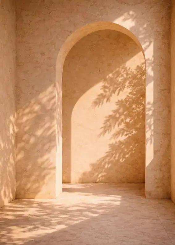 Arche Solaire — Affiche Murale Minimaliste Beige Architecture Méditerranéenne Et Lumière — affiche murale minimaliste | Cassili-home