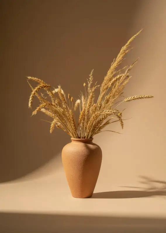 Vase Terracotta aux Épis — Affiche murale minimaliste terracotta et beige inspiration botanique — affiche murale minimaliste | Cassili-home