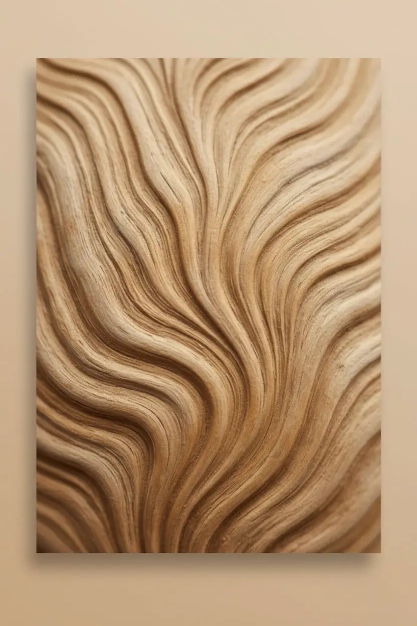 Vagues de Bois — Affiche murale minimaliste brun visage abstrait — affiche murale minimaliste | Cassili-home