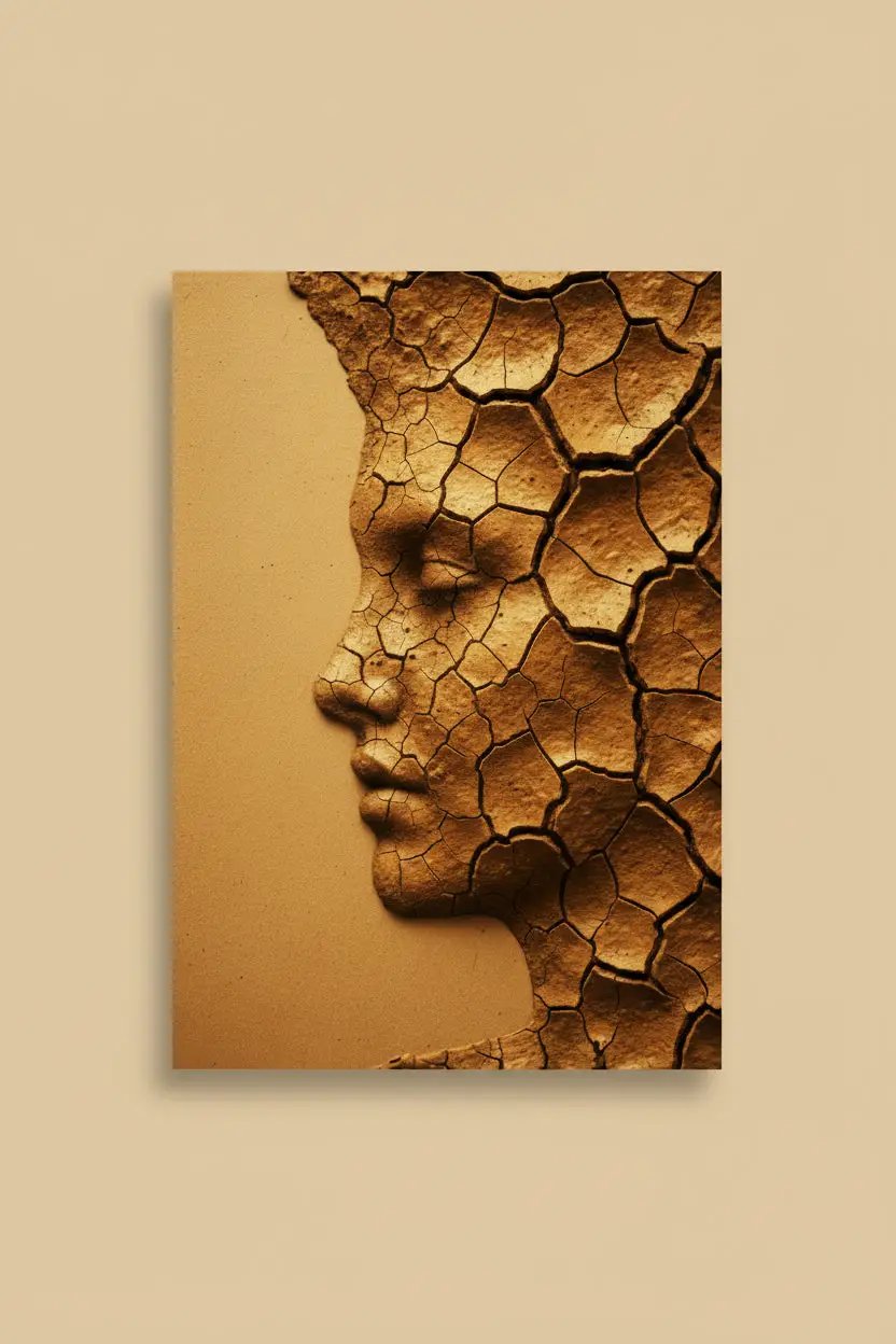 Visage d’Argile — Affiche murale minimaliste terracotta abstr. — affiche murale minimaliste | Cassili-home