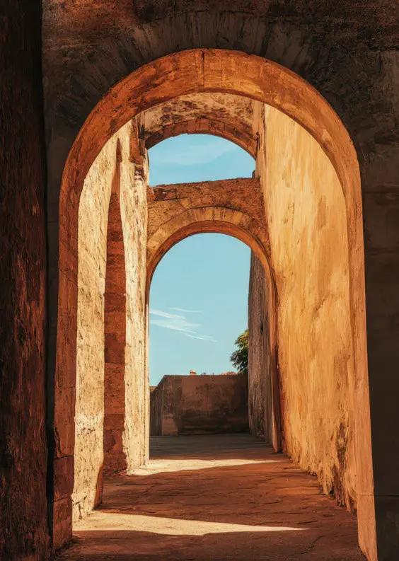 Les Arches du Soleil — Affiche murale minimaliste ocre lumière — affiche murale minimaliste | Cassili-home