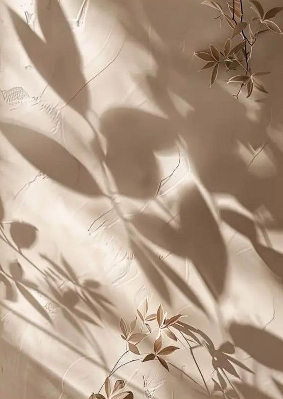 Las Sombras del Nandina — Póster minimalista de pared arena dorado sombras
