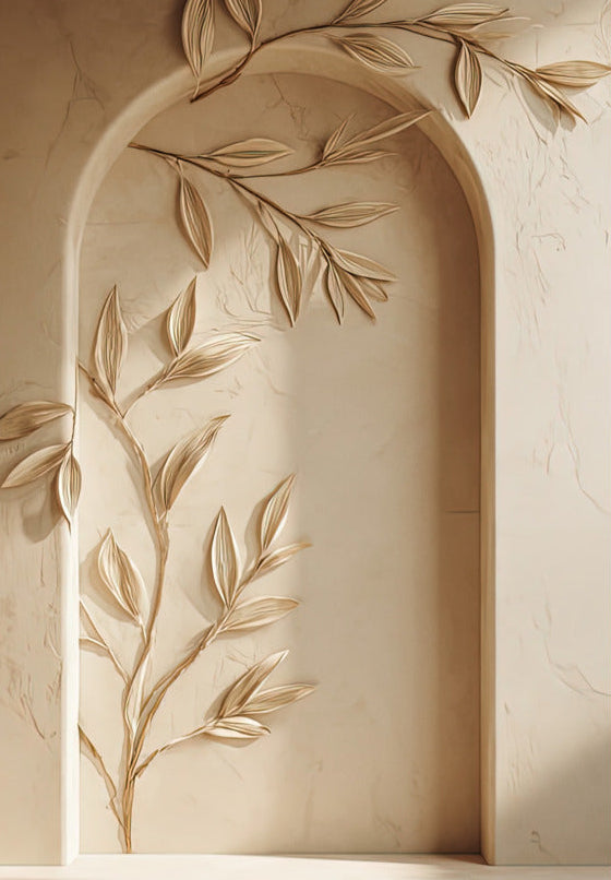 Poster The Leafy Arcade — an arched niche crowned with olive branches carved in relief, size 70 × 100 cm