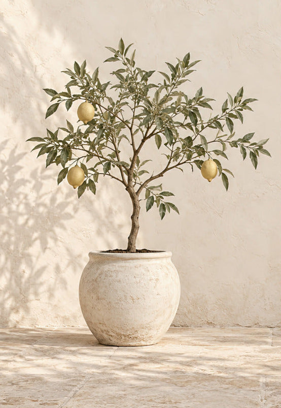 The Little Lemon Tree, minimalist wall poster green potted lemon tree — Cassili-home
