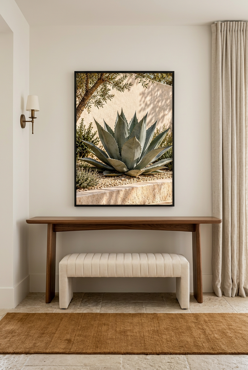 L'Agave Bleu — affiche en cadre noir dans une entrée