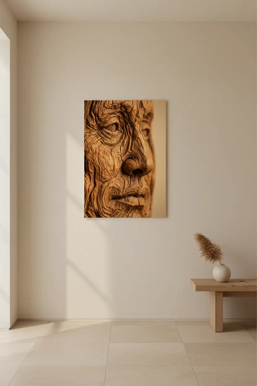 Esprit du Chêne — Affiche murale minimaliste brun beige visage — affiche murale minimaliste | Cassili-home