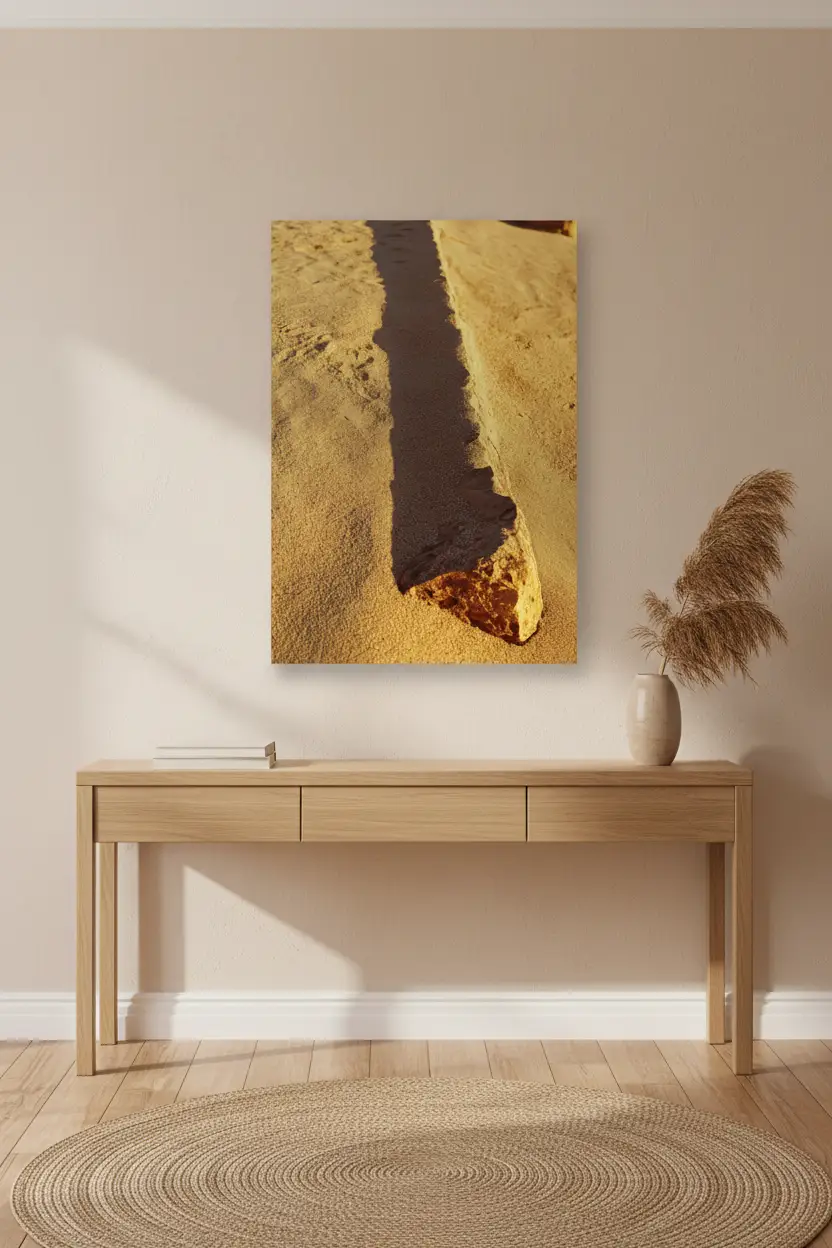 L’Ombre de Pierre — Affiche murale minimaliste sable doré et ombre — affiche murale minimaliste | Cassili-home