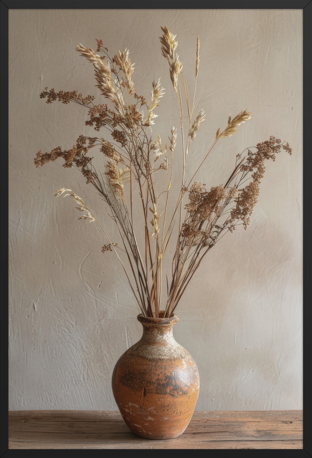 Wheat Ears & Pottery — poster in a black frame, front view