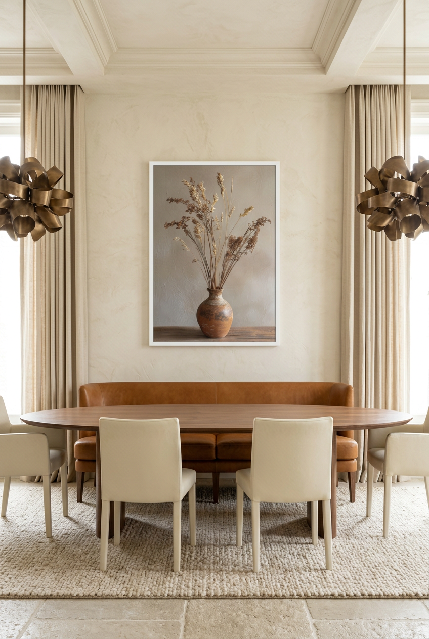 Wheat Ears & Pottery — poster in a white frame in a dining room