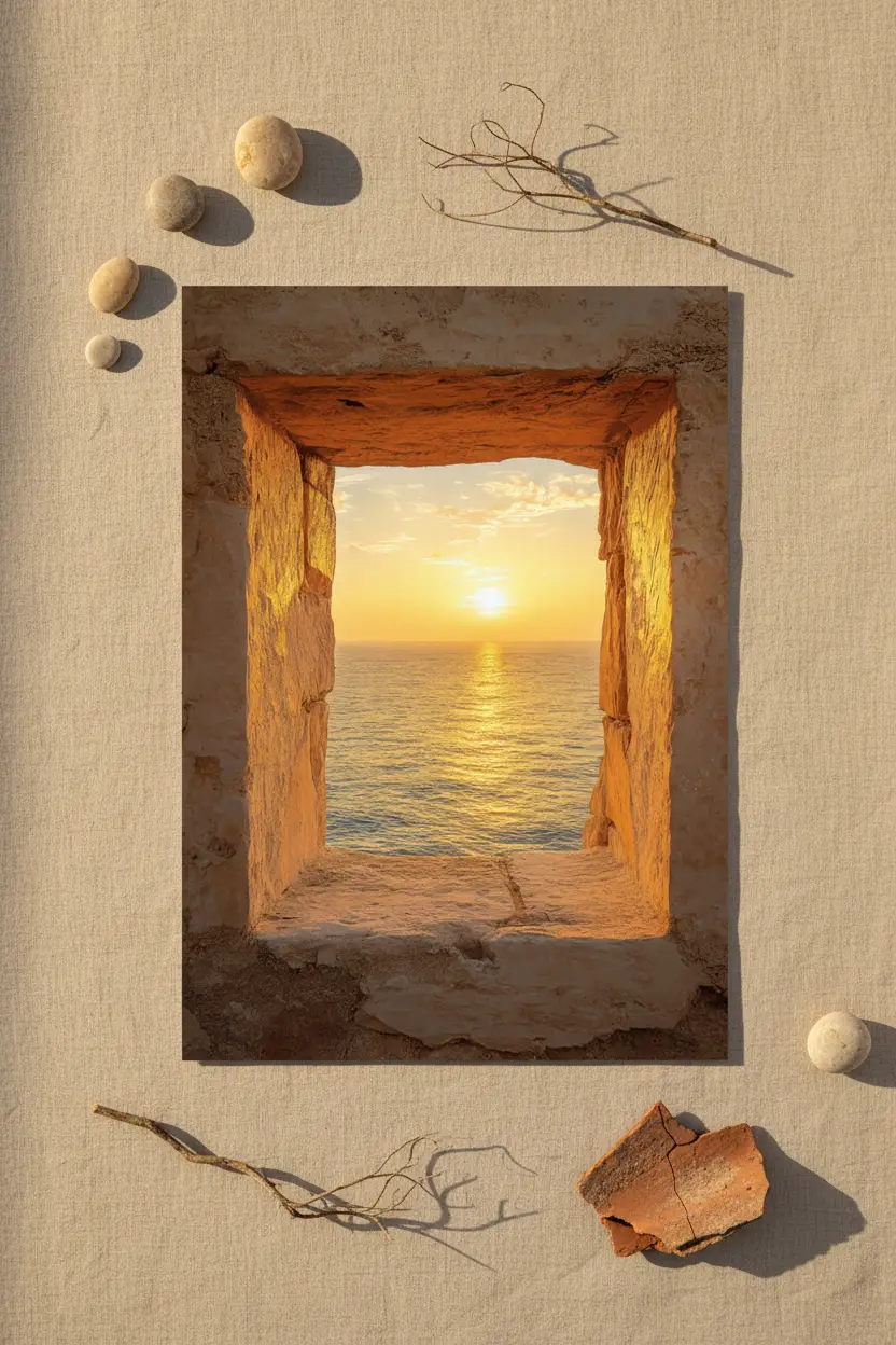Finestra sul Mare — Poster da parete minimalista oro architettura
