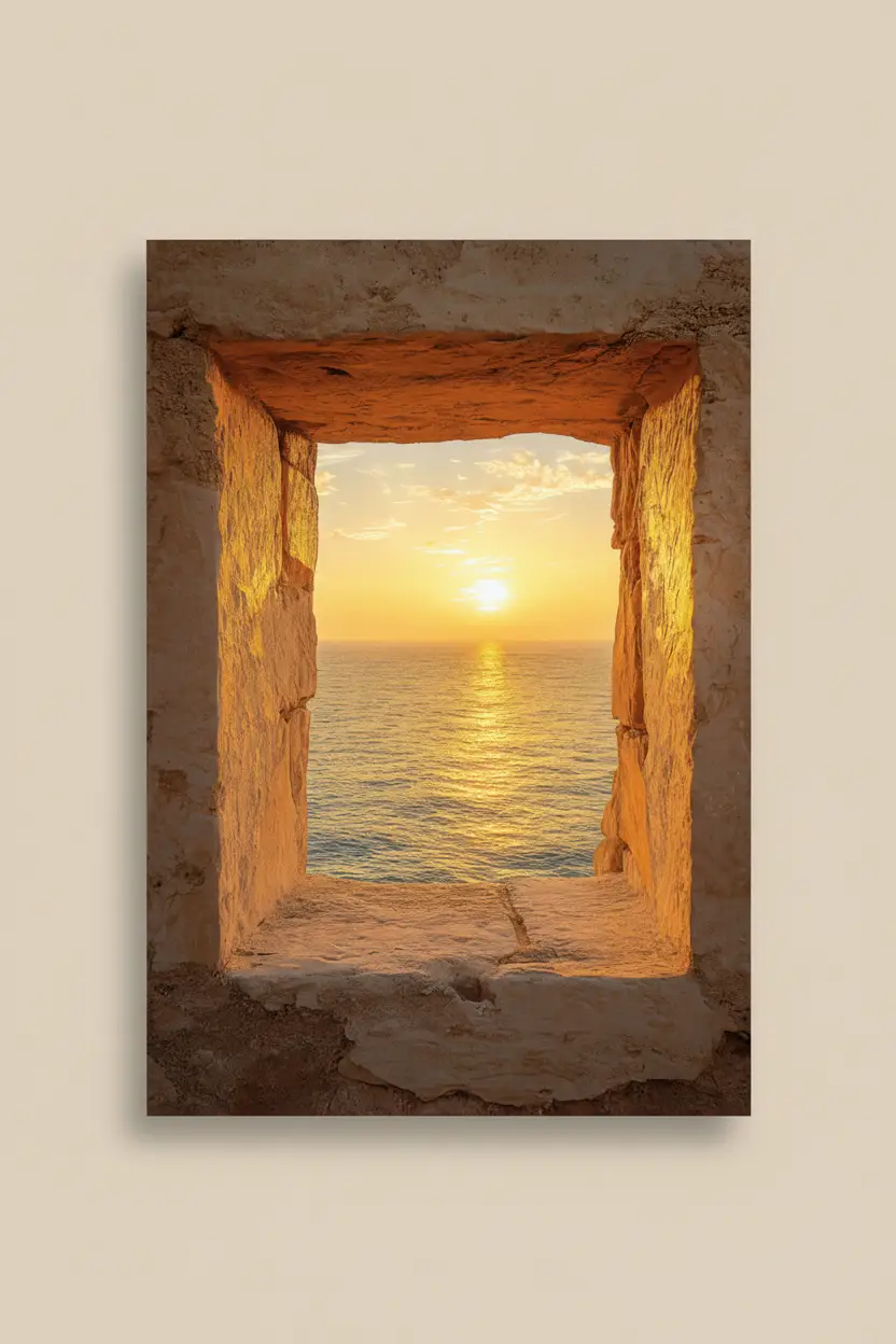 Finestra sul Mare — Poster da parete minimalista oro architettura