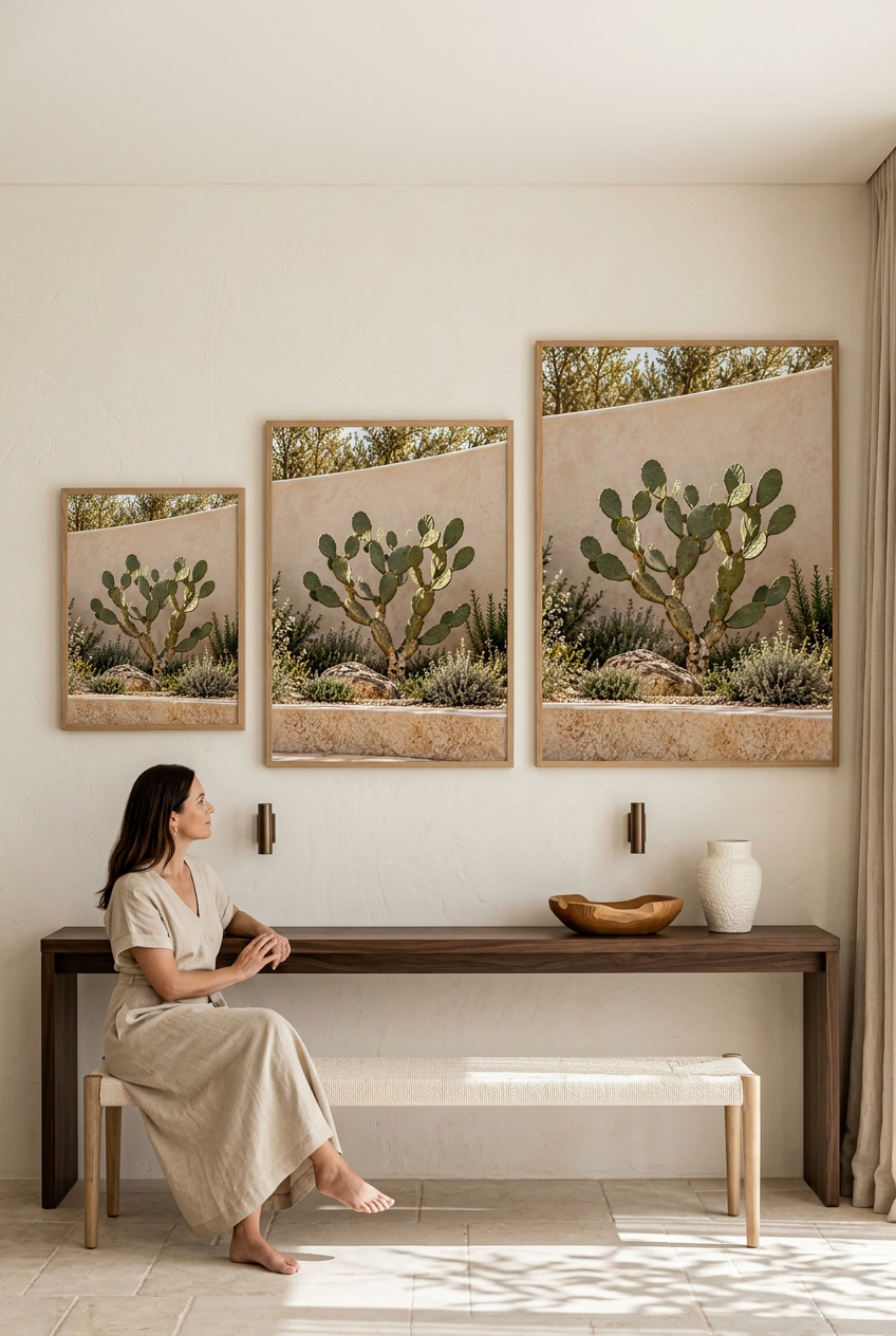 De Vijgcactus — drie formaten van de poster in eikenhouten lijst