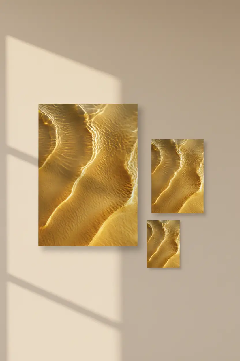 L’Or Du Désert — Affiche Murale Minimaliste Sable Doré Et Dunes Sculptées Sous Lumière Rasante — affiche murale minimaliste | Cassili-home