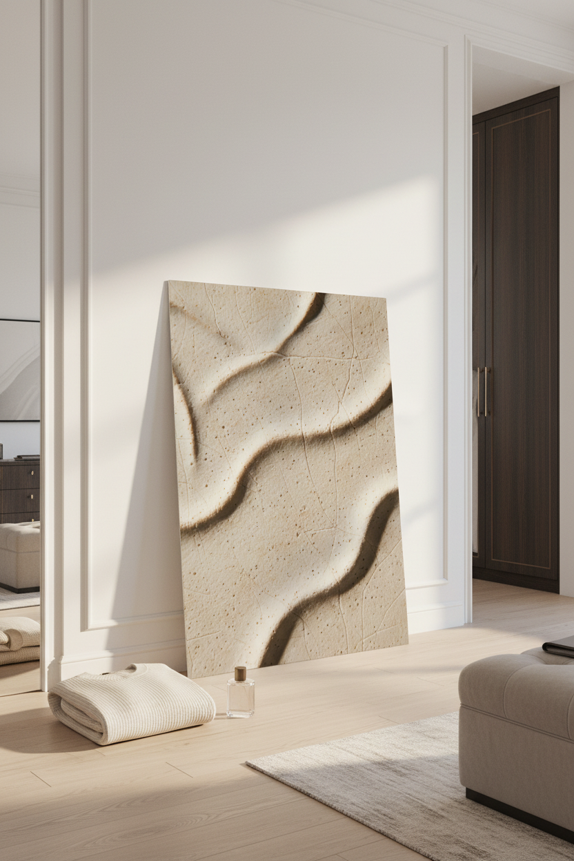 Poster Sable & Ombres sans cadre dans un dressing luxe