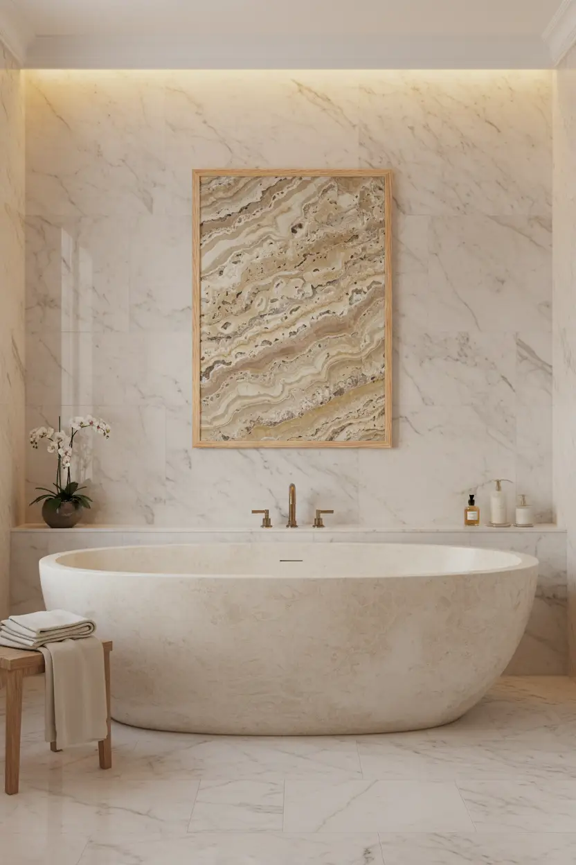 Travertin Veiné — Affiche Murale Minimaliste Beige Texture Minérale — affiche murale minimaliste | Cassili-home
