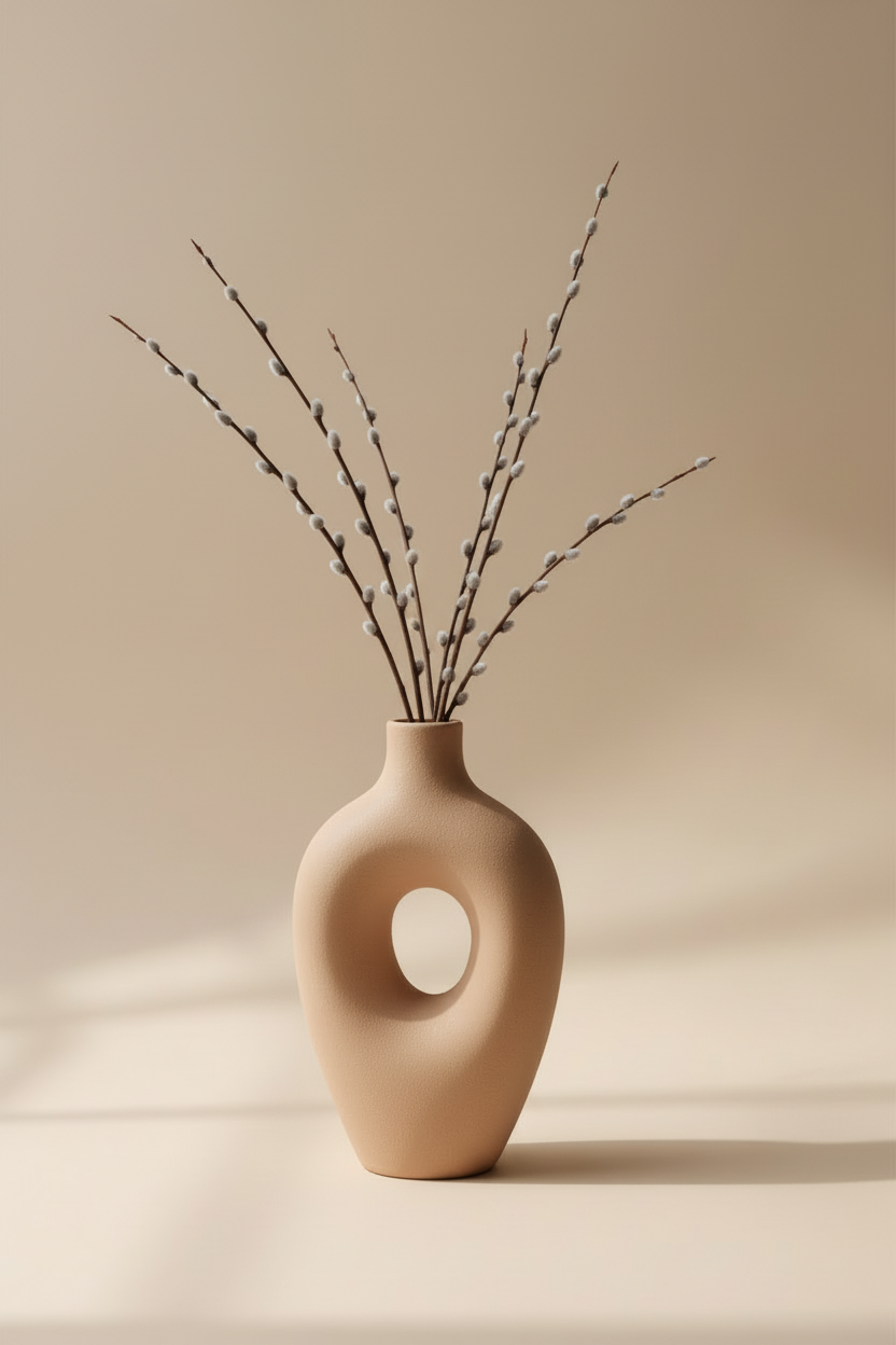 Vase Sculpté — Affiche Murale Minimaliste Beige Terracotta Botanique — affiche murale minimaliste | Cassili-home