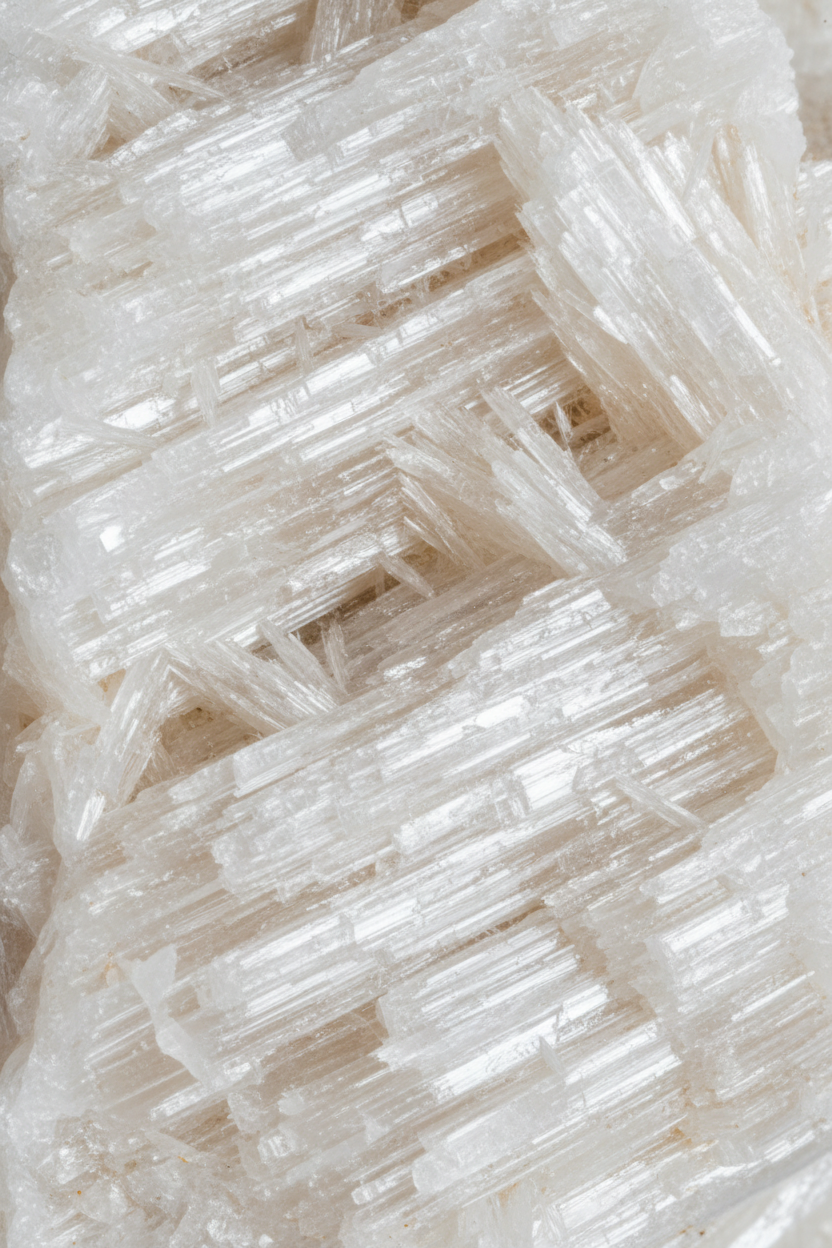 Sélénite Cristallin — Affiche murale minimaliste blanc cristal texture minérale