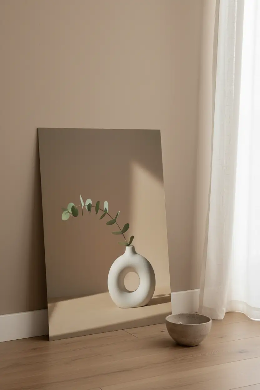 Vase Anneau & Eucalyptus — Affiche murale minimaliste beige et vert inspiration botanique — affiche murale minimaliste | Cassili-home