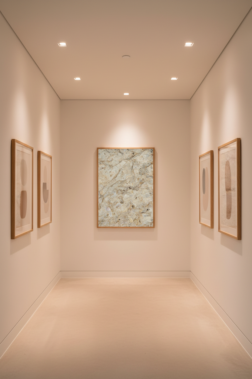 Lifestyle — Poster Pierre Fossile dans un couloir galerie contemporain