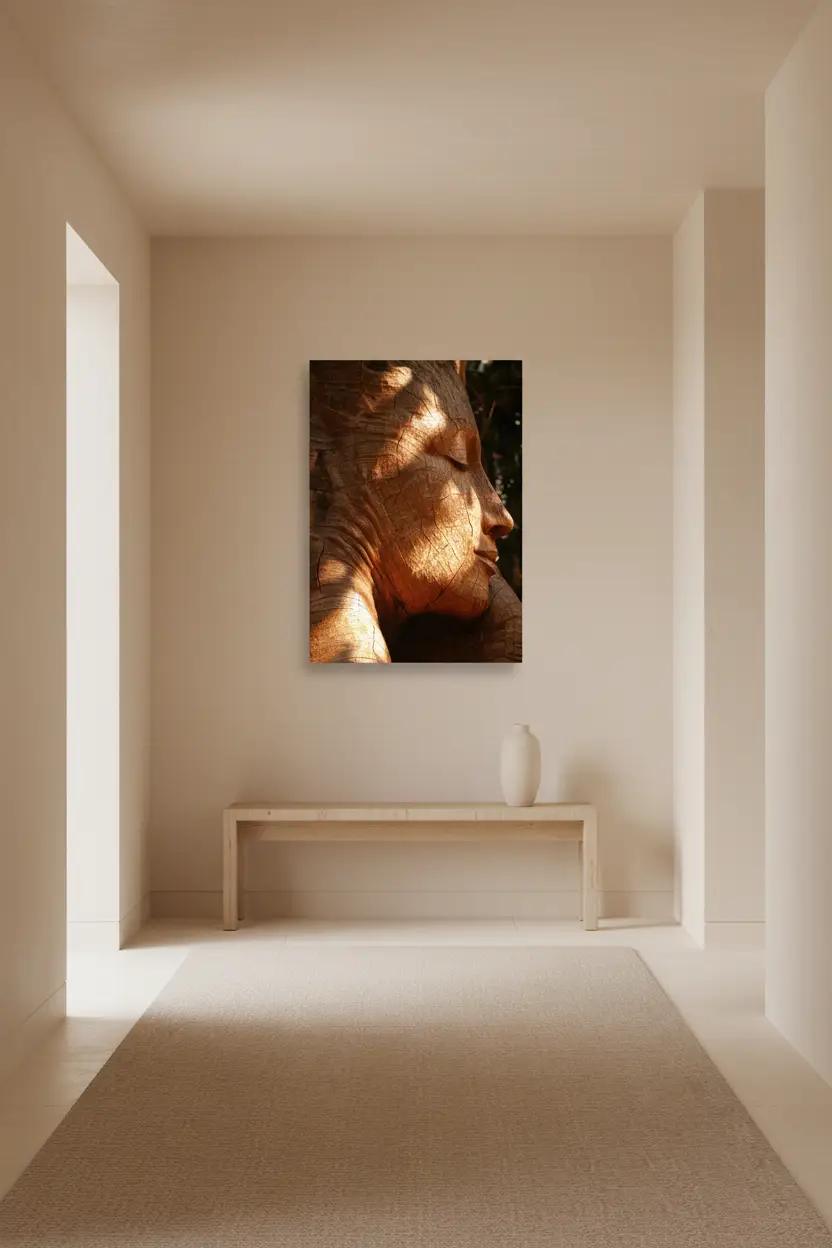 Âme de Bois — Affiche murale minimaliste brun et beige visage abstrait — affiche murale minimaliste | Cassili-home