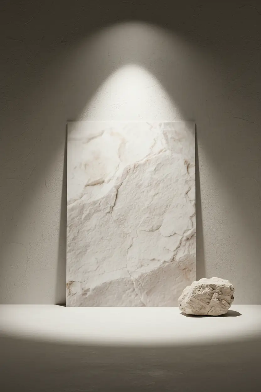 Witte kalksteen — Minimalistische muuraffiche beige mineraal textuur