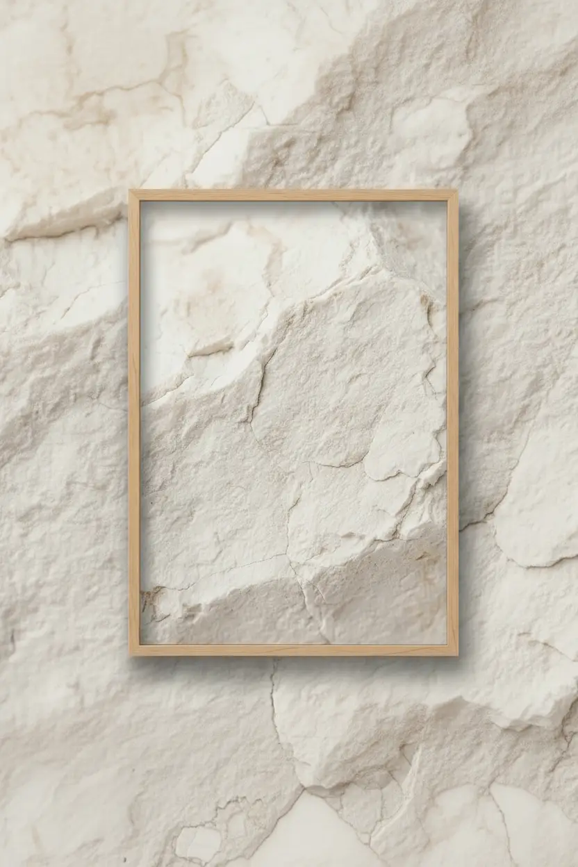 Witte kalksteen — Minimalistische muuraffiche beige mineraal textuur