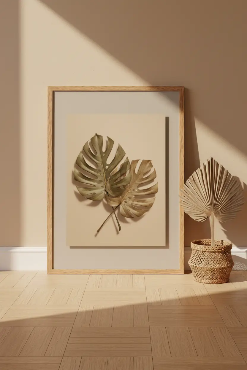 Monstera Doré — Affiche murale minimaliste vert et or inspiration botanique et texture minérale — affiche murale minimaliste | Cassili-home