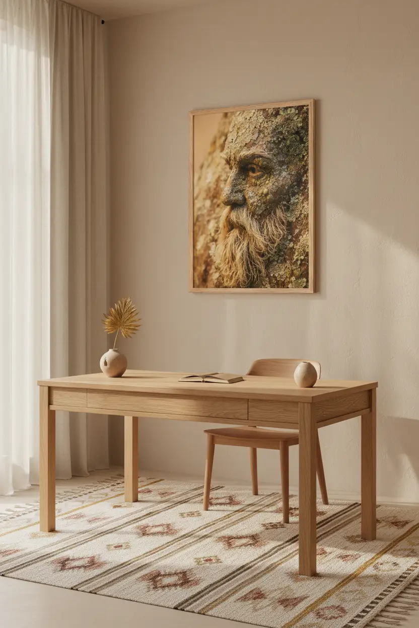 Le Sage de l'Écorce — affiche encadrée dans un bureau minimaliste | Cassili-home