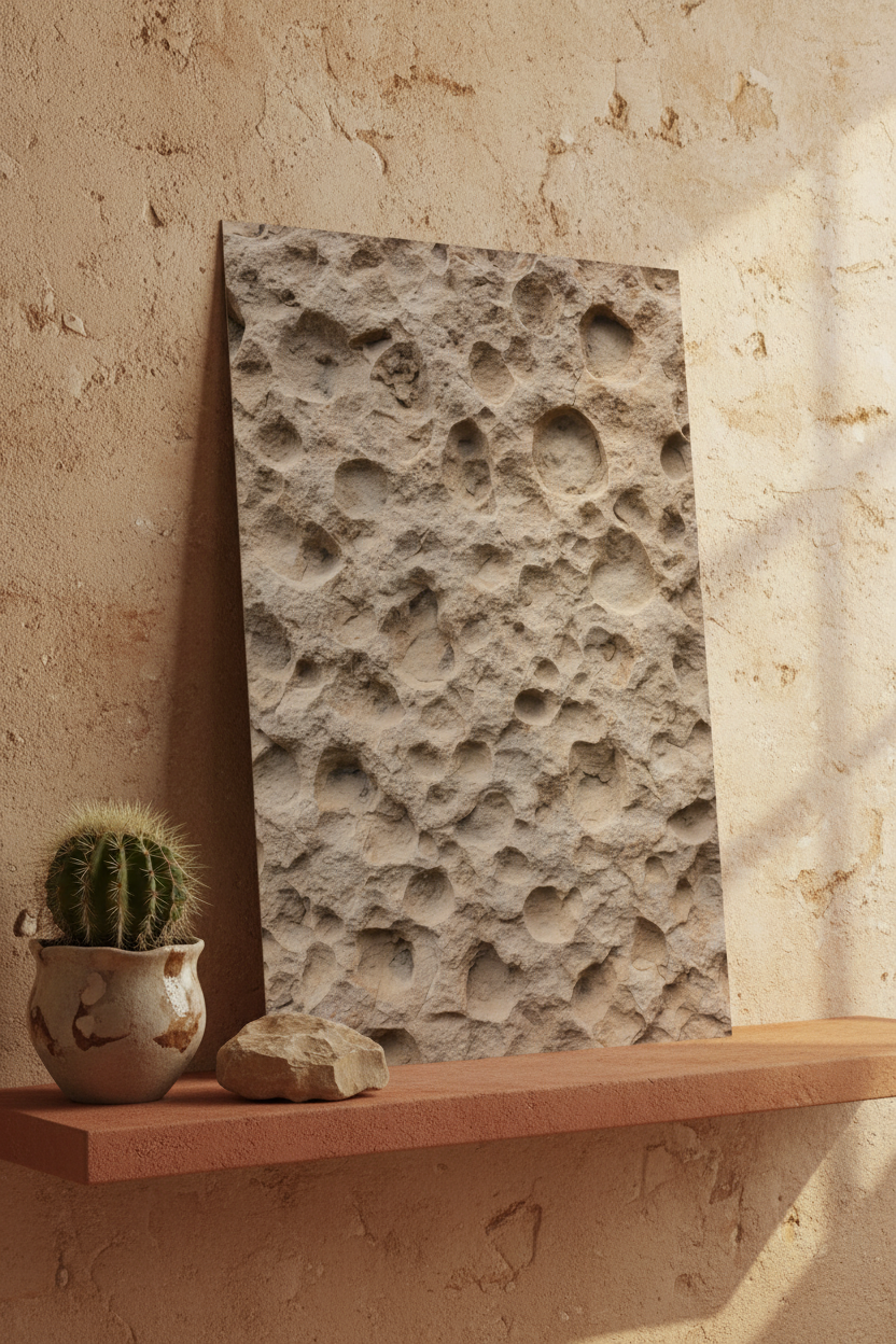Poster Grès Alvéolé sans cadre sur étagère désert