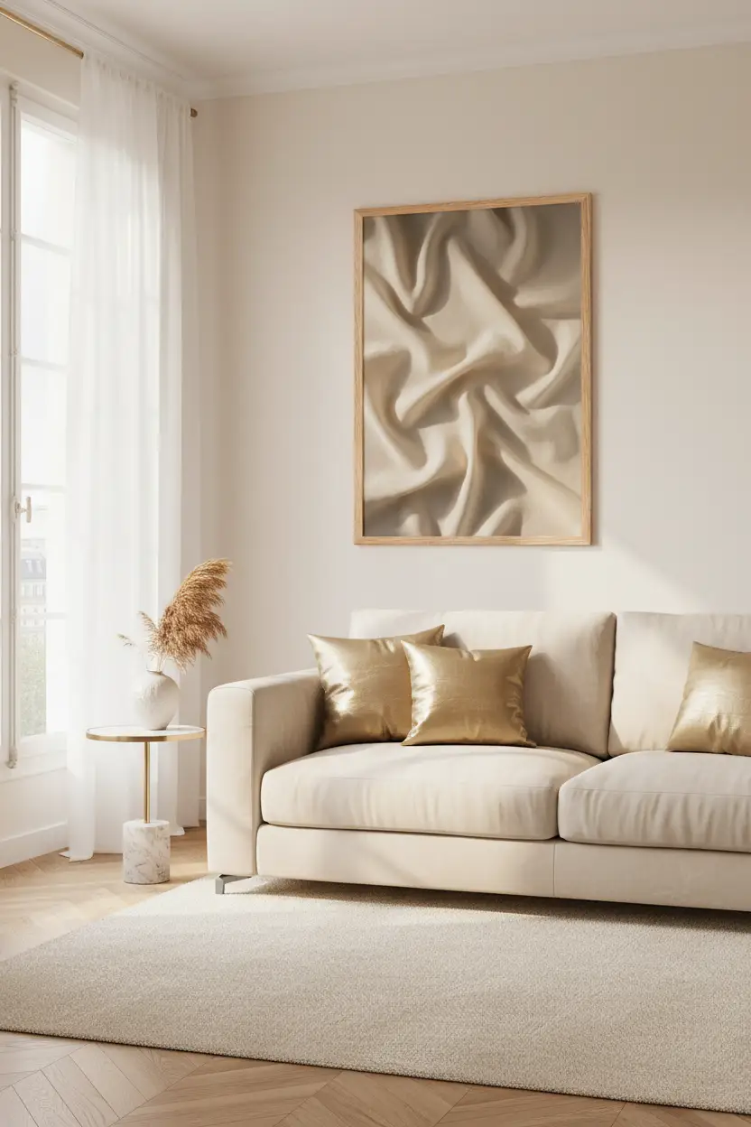 Drapé de Soie — Affiche murale minimaliste beige inspiration botanique — affiche murale minimaliste | Cassili-home