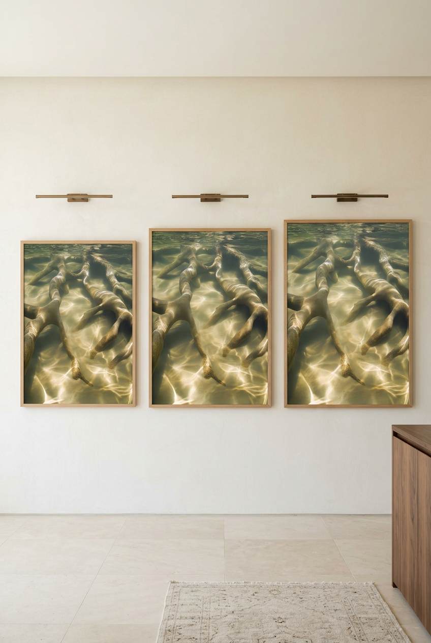 Immersion — drei Formate des Posters im Eichenrahmen