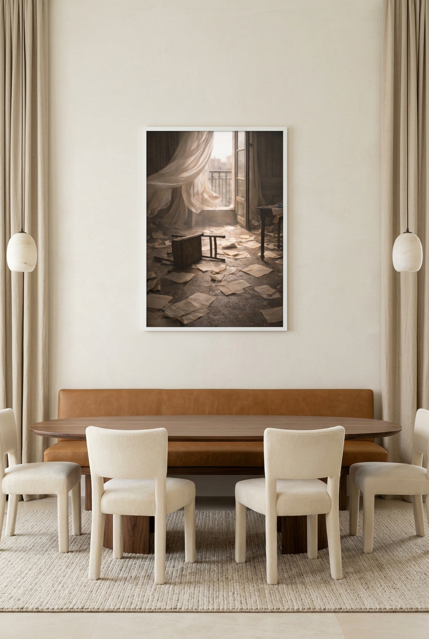 La Chambre Des Lettres — póster con marco blanco en un comedor