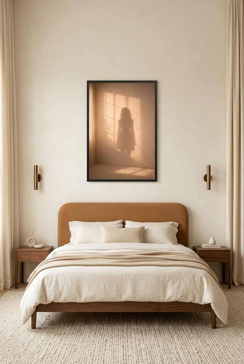 La Chambre Vide — poster in zwarte lijst in een slaapkamer