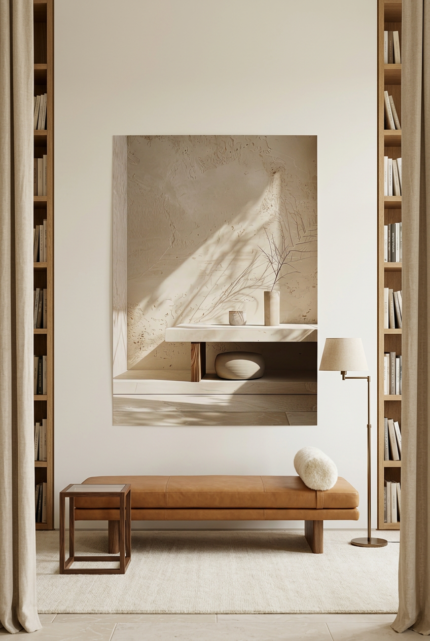 La Console et la Lumière — affisch utan ram i ett bibliotek