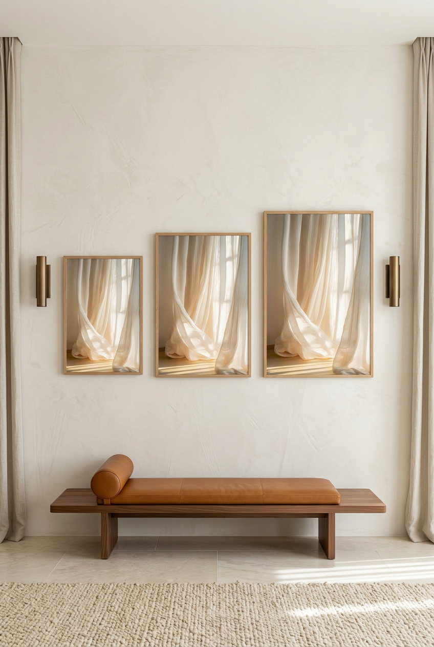 La Danse du Lin — three sizes of the poster in oak frames