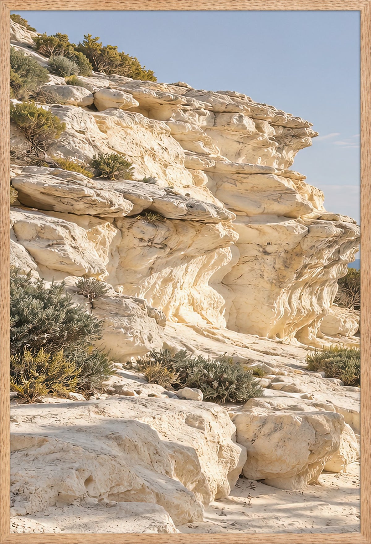 The Sculpted Cliff — poster framed in solid oak 61 × 91 cm, ready to hang