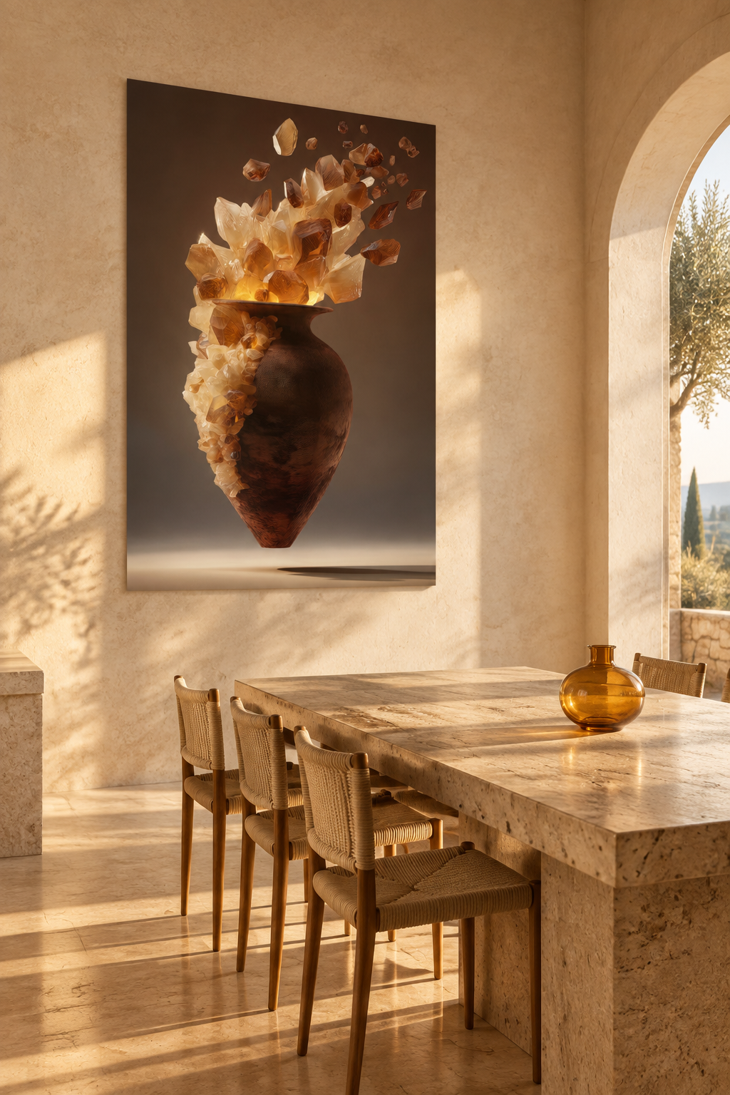 La Giara di Cristallo in una sala da pranzo mediterranea