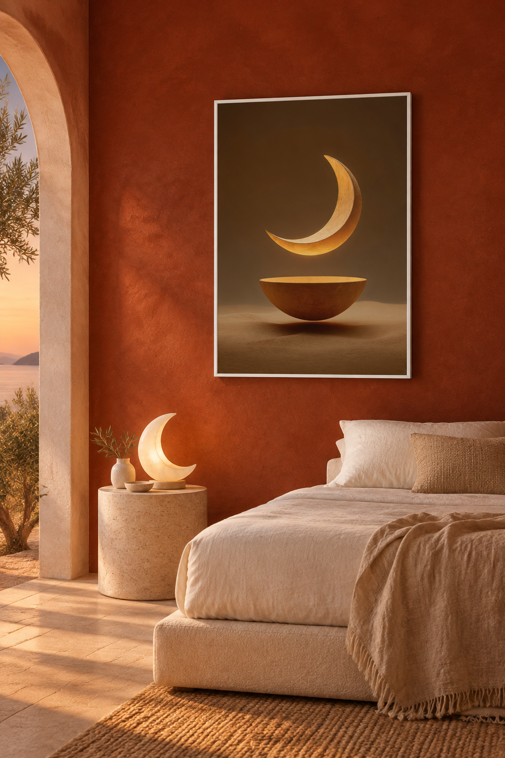 The Moon and the Bowl with a white frame