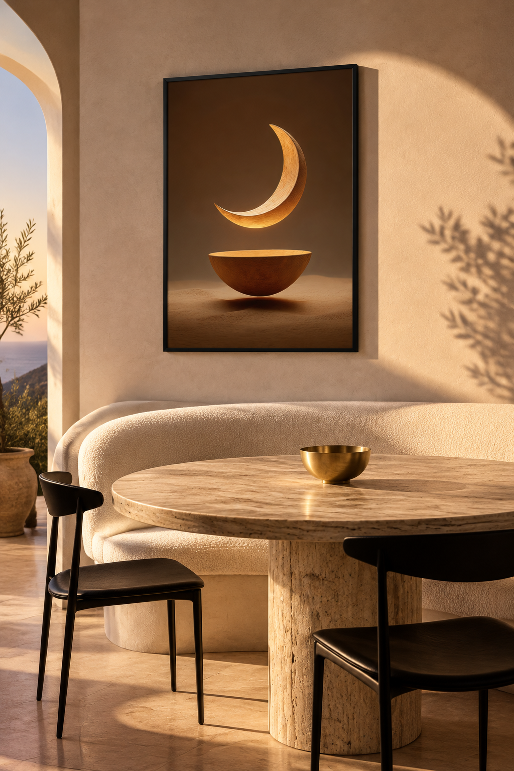 The Moon and the Bowl with a black frame