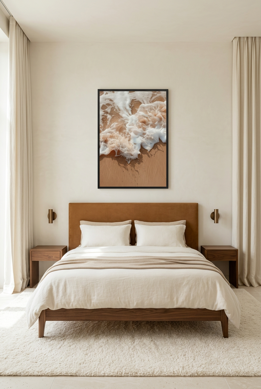 La Mousse — poster con cornice nera in una camera da letto