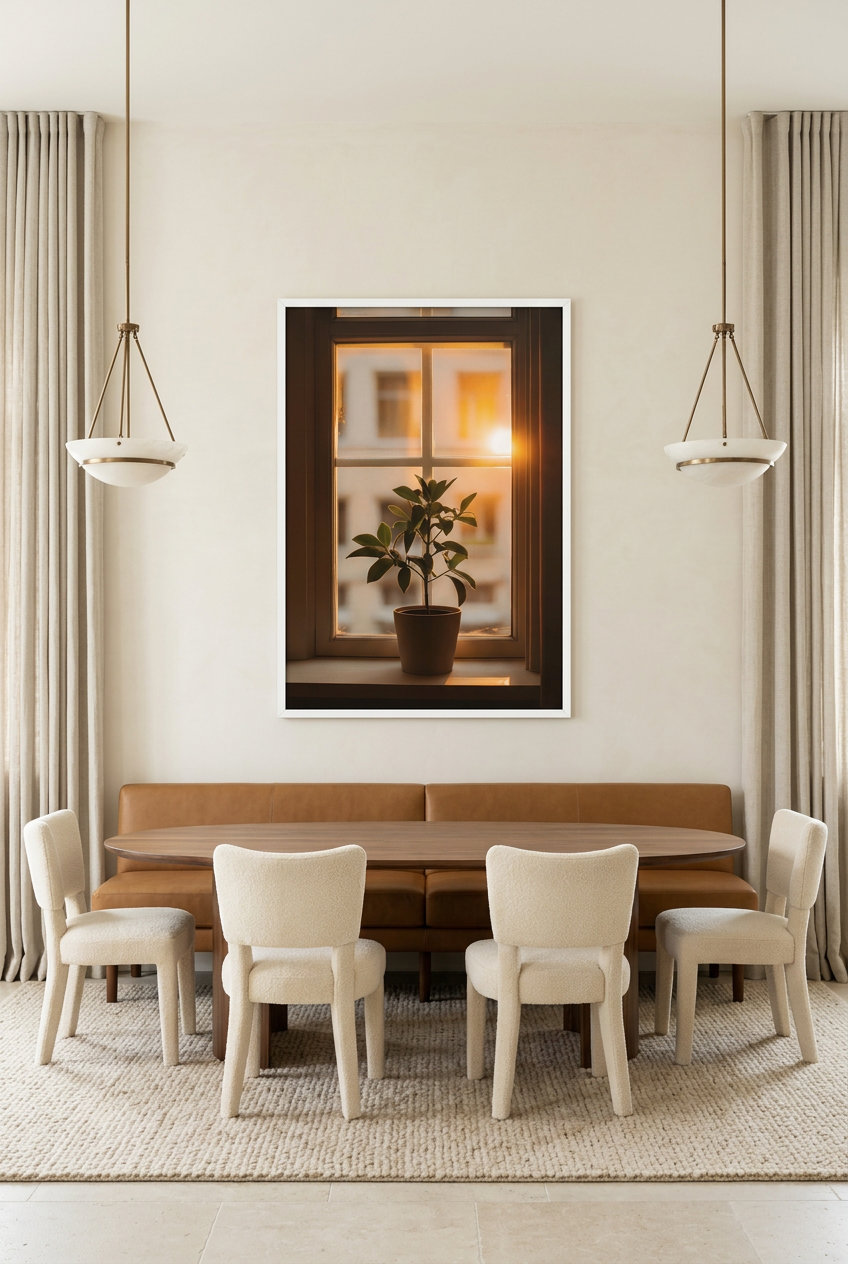 La Plante du Soir — poster con cornice bianca in una sala da pranzo