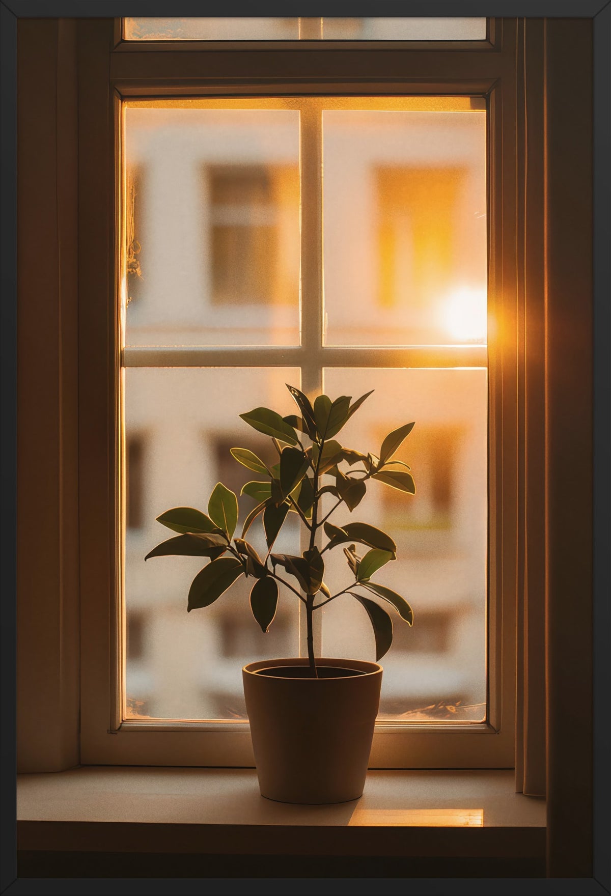 The Evening Plant — poster in a black frame, front view