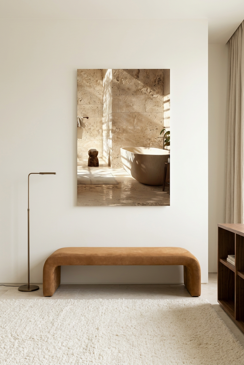 La Salle de Travertin — affisch utan ram i ett läsrum