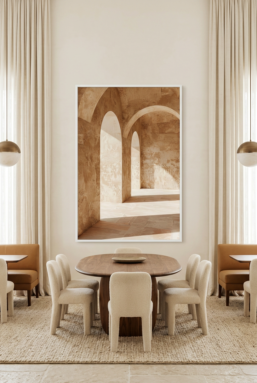 La Salle des Arches — affisch i vit ram i en matsal