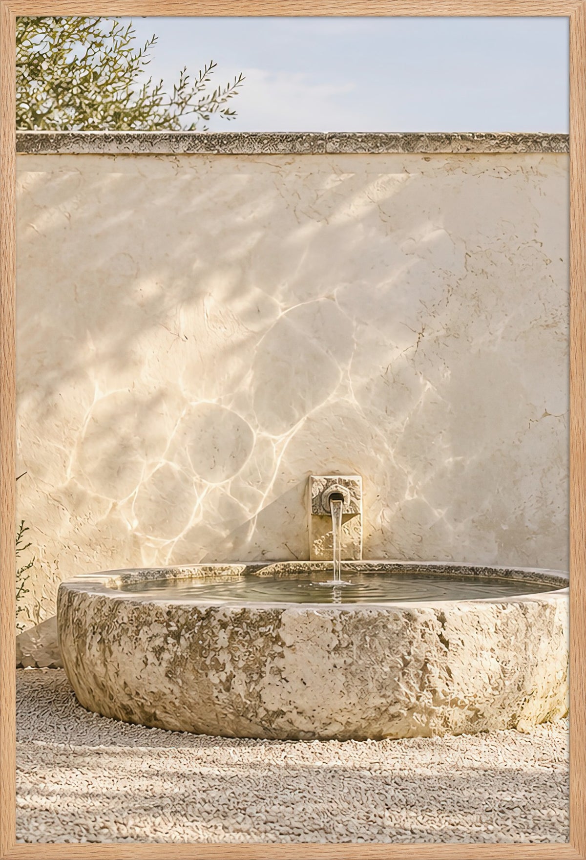 The Stone Spring — poster framed in solid oak 61 × 91 cm, ready to hang