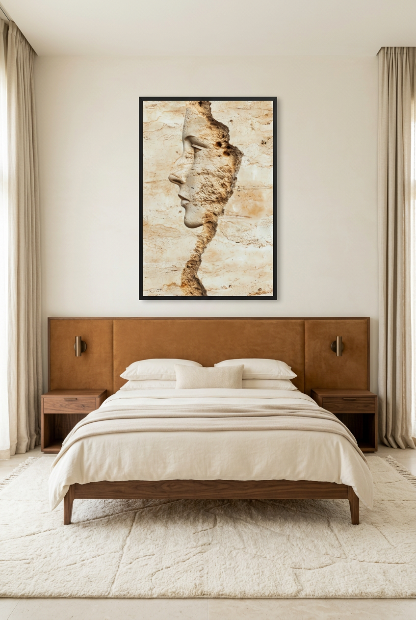 La Strate — affiche en cadre noir dans une chambre
