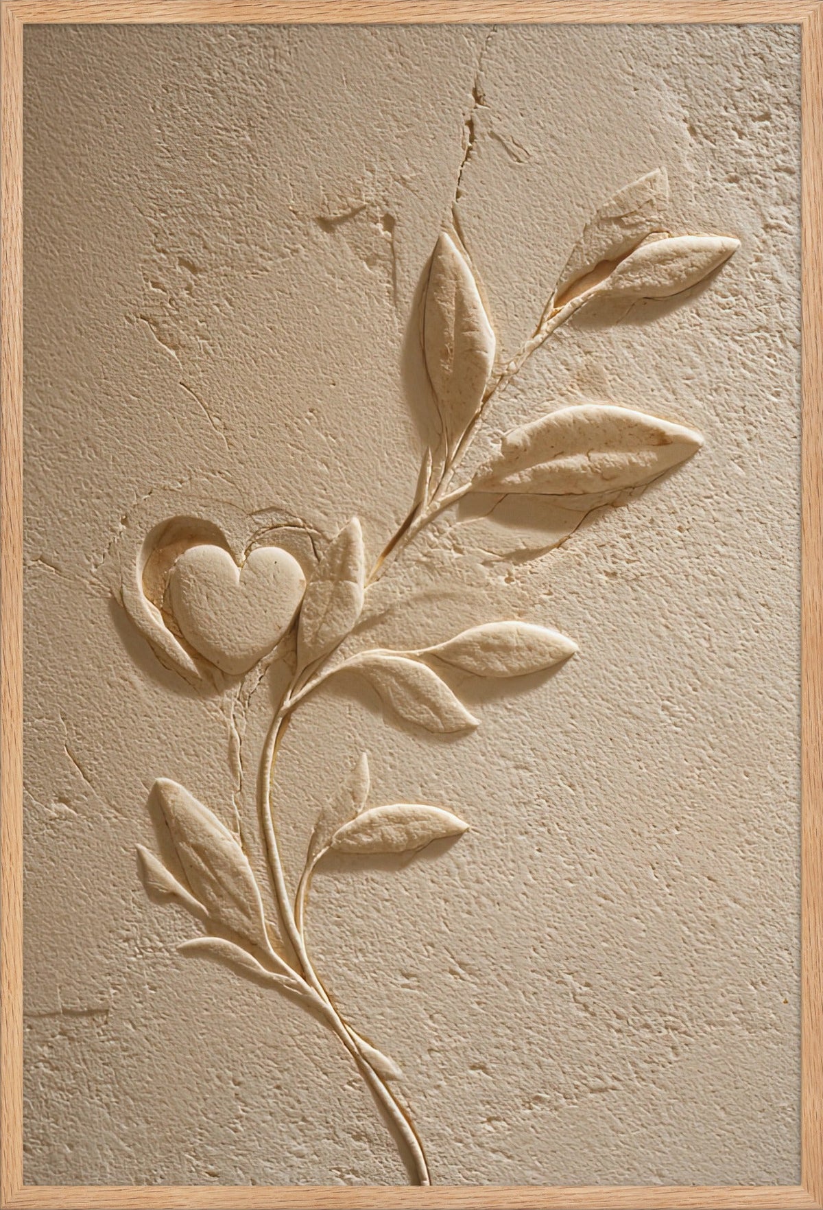 Stjälken med det Lilla Hjärtat — med ram i massiv ek, 61 × 91 cm
